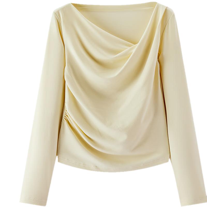 Semir Women's Asymmetrical Cowl Neck Off-Shoulder Slim Fit T-shirt