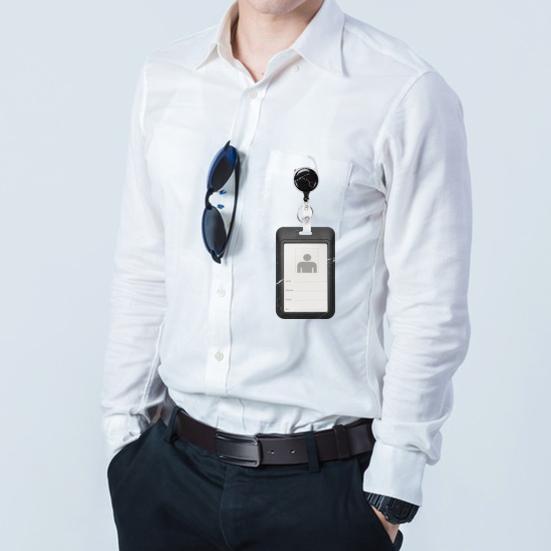 Smooth Surface ID Badge Holder Practical Full Coverage Fixing Integrated Work Card Easy-to-pull Buckle