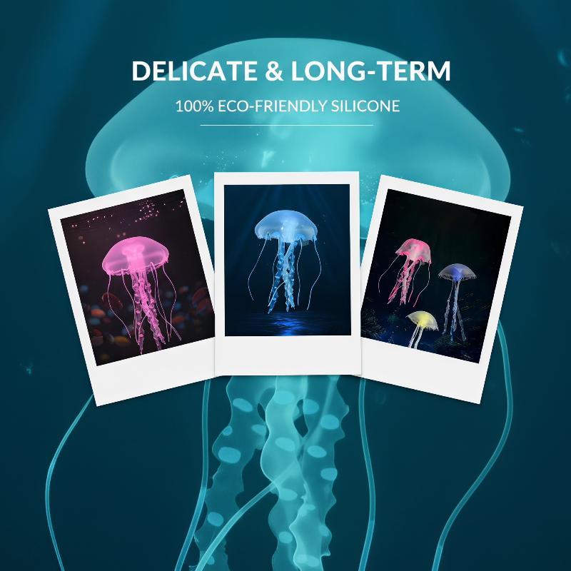 1 Stück leuchtende Quallen Aquarium Dekoration, mehrfarbige schwebende Ornamente Fischfreundlich Unterwasserlandschaft Dekoration