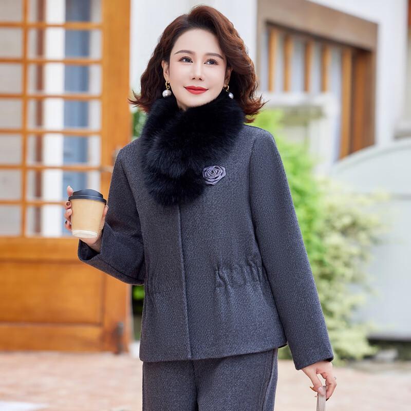 Elegant New Chinese Style Padded Two-Piece Outfit for Middle-Aged Women