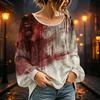 Women's Long Sleeve Round Neck Halloween Printed Tunic Top for Festive Occasions