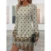 Spring Autumn Women Dress Casual Long Sleeve O-neck 3D Print Loose A-Line Dress Oversized Home Wear Robe