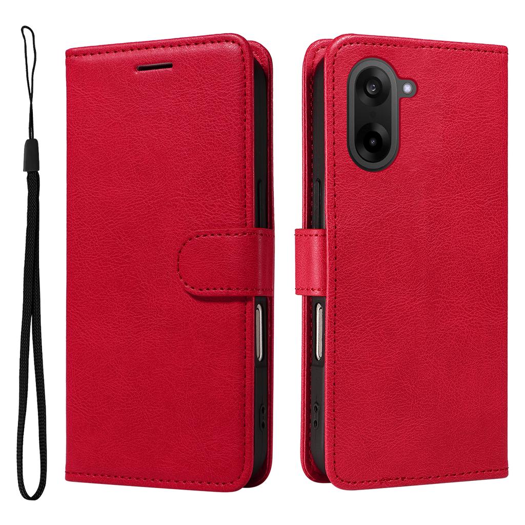 For OnePlus Nord CE5 5G/OnePlus Ace 5 Racing 5G Leather Wallet Case with Strap Solid Color Phone Stand Cover