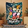 Custom Name Personalized Peppa Pig Print Blanket, Home Decor, Bedroom, Sofa, Camping, Couch, Gifts for Birthday Christmas