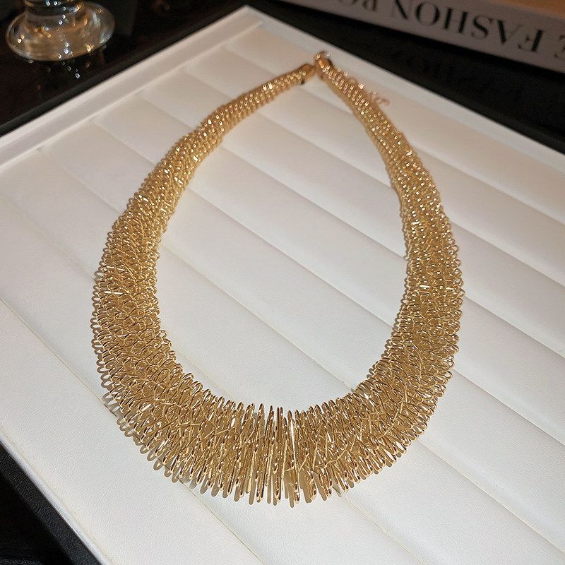 

Fashion Exaggerated Necklace 2025 New Arrival Best Selling Short Necklace Female Fancy Light Luxury Minority Necklace Accessories Gold - Large Spring