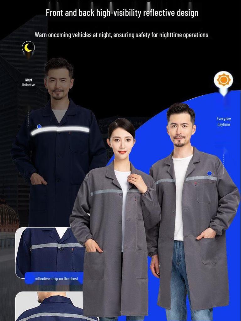 Modrá reflexní pruhovaná halena: Pracovní oděv odolný proti opotřebení s dlouhým rukávem a potiskem loga na zakázku