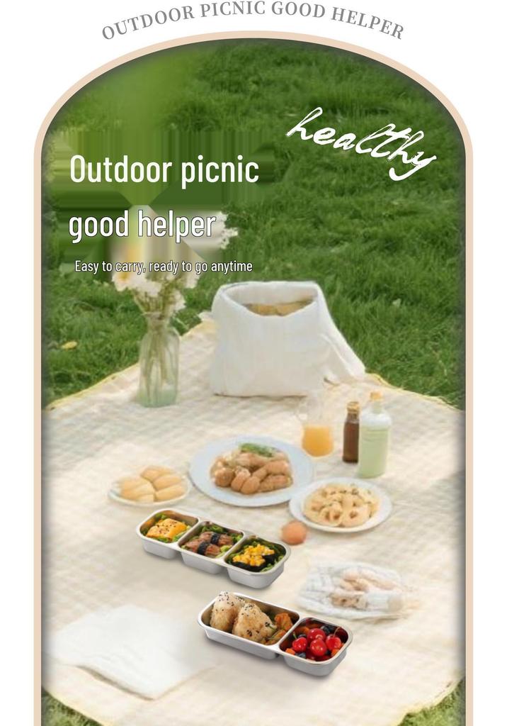 304 Stainless Steel Bento Box with Compartmented Sealing, Fat-Reducing Design, and Flavor-Protecting Features for Refrigerator/Freezer Use.