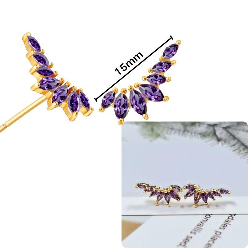 Damen 925 Silber Ohrstecker Lila Zirkon Ohrringe Creolen Lila Kristall Anhänger Ohrring Mode Hochzeits Schmuck