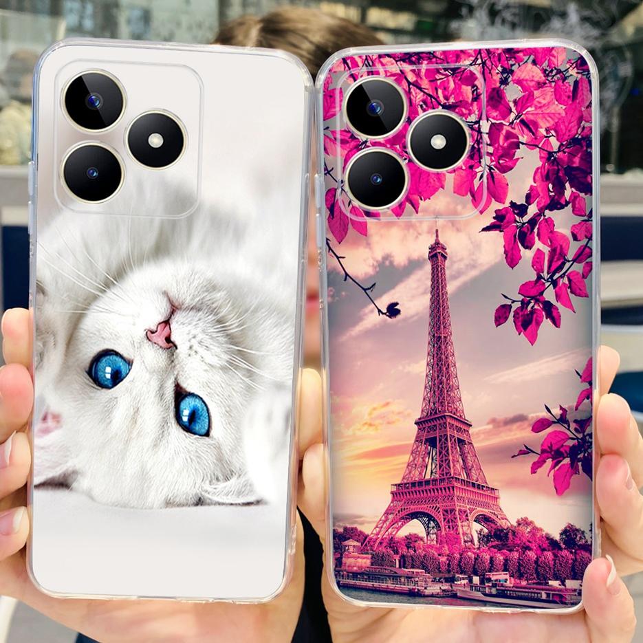 Etui na Realme Note 50 RMX3834 Uroczy Kot Malowane Pokrowiec Miękki Silikonowy Pokrowiec na Telefon Na Realme Note 50 Note50 Tylna Pokrywa 6.74'' Torby