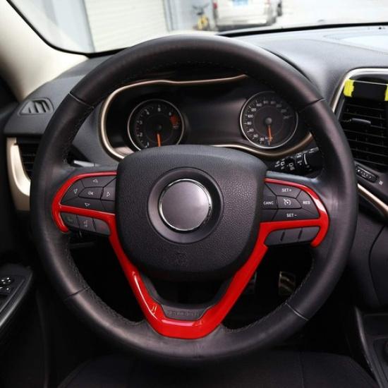 Steering Wheel Trim Cover Interior Decor for 14-20 Jeep Cherokee Grand Cherokee