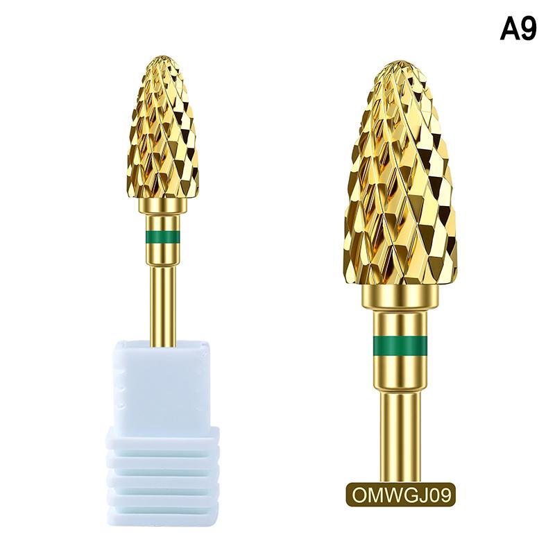 

Tungsten Carbide Nail Drill Bits Milling Cutter For Remove Nail Polish Uv Gel Tapered Safety End Cut Manicure Tools Golden A9
