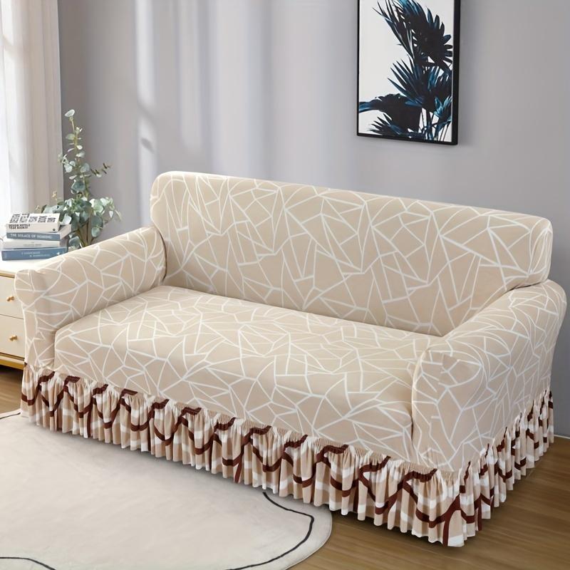1/2/3/4 Seater Printed Sofa Skirt Coverastic Armchair Couch Covers For Living Room Furniture Protector