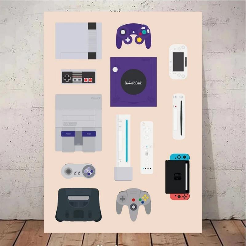 Retro Video Game Controllers Poster Handheld Game Console Gamepad Canvas Painting Wall Print Picture for Living Room Home Decor