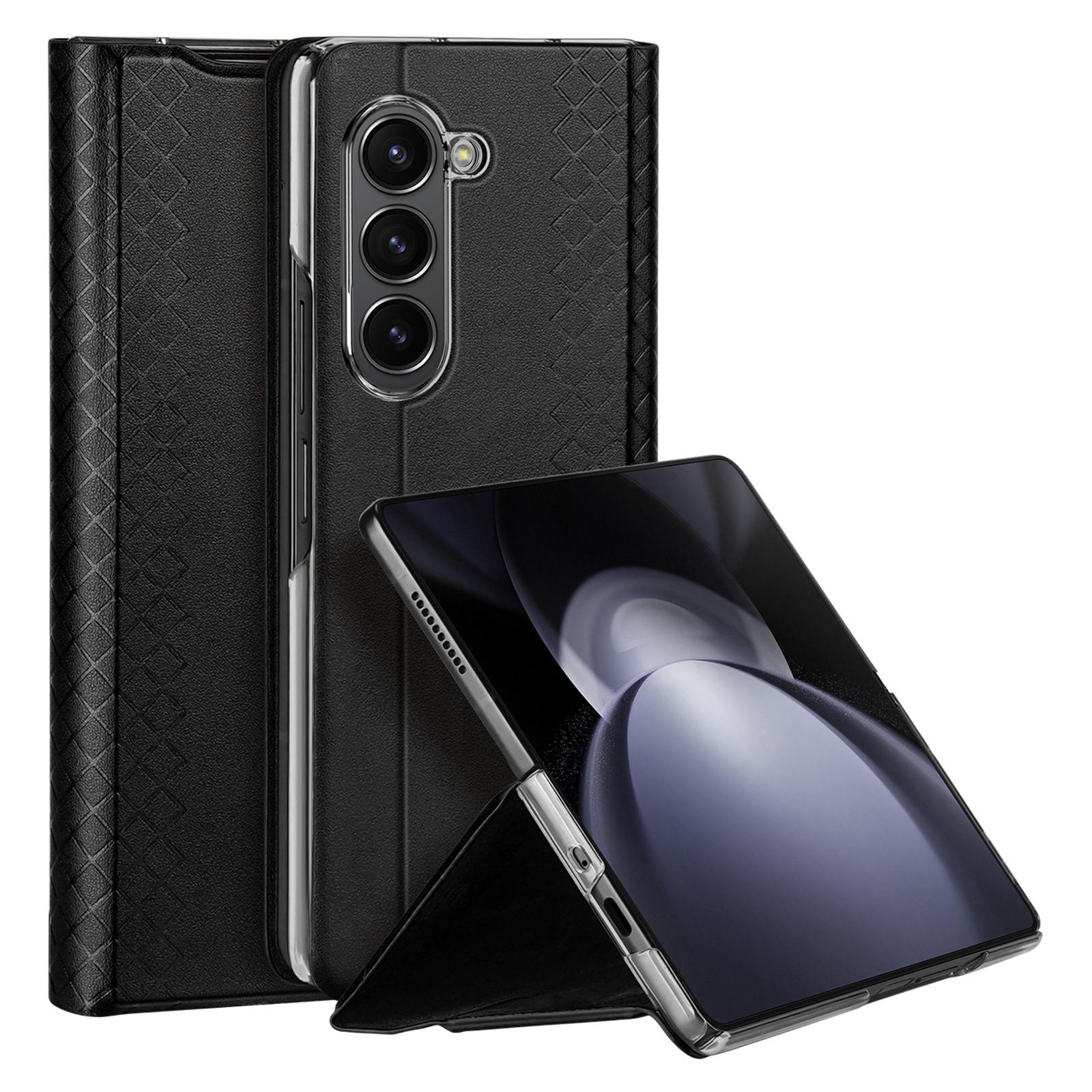 

Чехлы для Samsung Galaxy Z Fold5 5G с отделением для карт DUX DUCIS Серия Bril Кожаный чехол-подставка для телефона Black