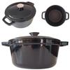Cast Iron Pot 4.5L Solid Enameled Pot With Lid Black Saucepper