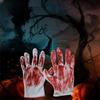 1pair Halloween Party Blood Gloves White Bloody Cosplay Party Makeup Masquerade Decoration Gloves Prank Props