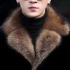 Mens Faux Fur Coat Slim Fit Notched Lapel Long Winter Overcoat Business Casual Plus Size