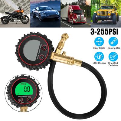Medidor de pressão de pneu digital 255PSI precisão profissional display LCD medidor de pressão de ar para caminhões carros RVs
