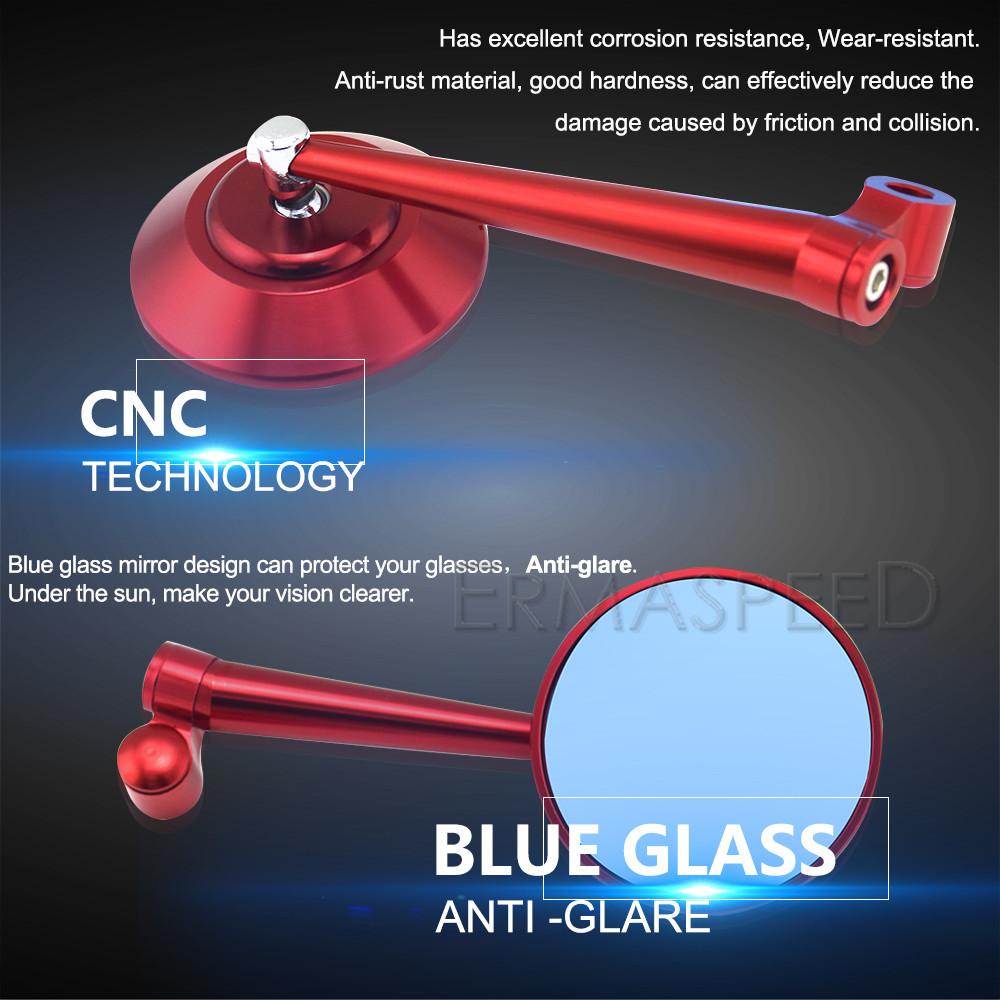 Silver Blue Motorcycle Side Mirror Blue Lens 8mm 10mm E-bike Scooter Rear View Mirror for Motorbike Street Bike Motocross