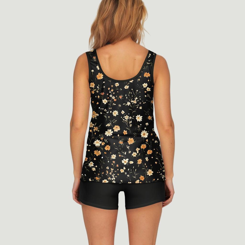 Costum de baie pentru femei cu pantaloni scurți, costum de baie lejer din două piese, costum de baie