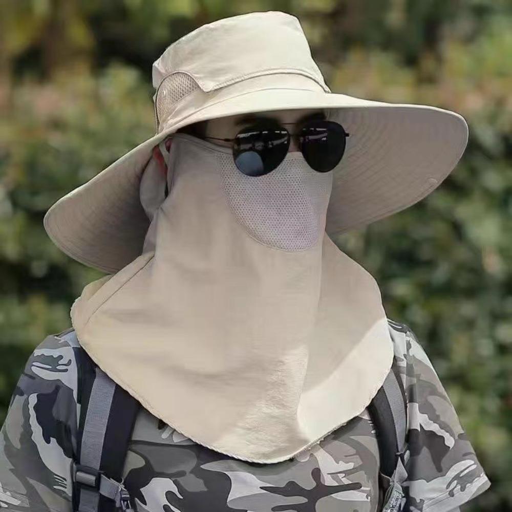 Caps Mask Set Bucket Hat Sunscreen Sun Hat Fishing Caps Fisherman Hat  Climbing