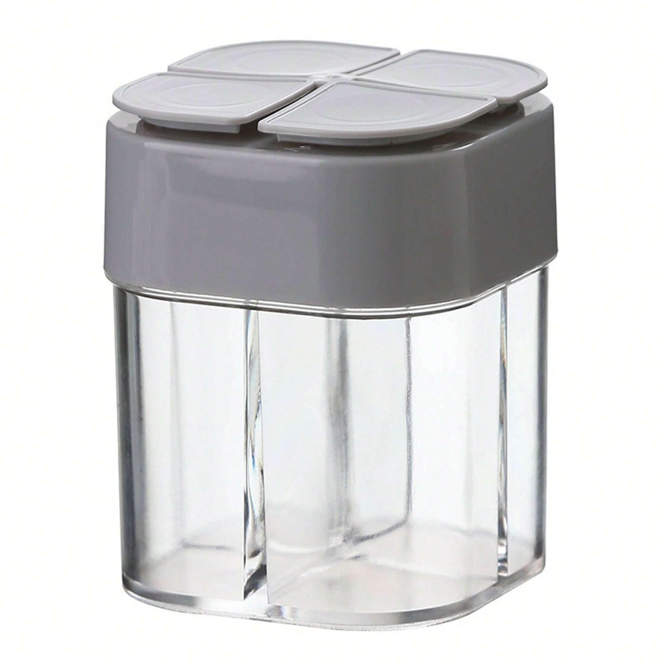 1pc Four in One Seasoning Box, Transparent Seasoning Jar for Home Kitchen Flip Cover,  Portable Divided Seasoning Box