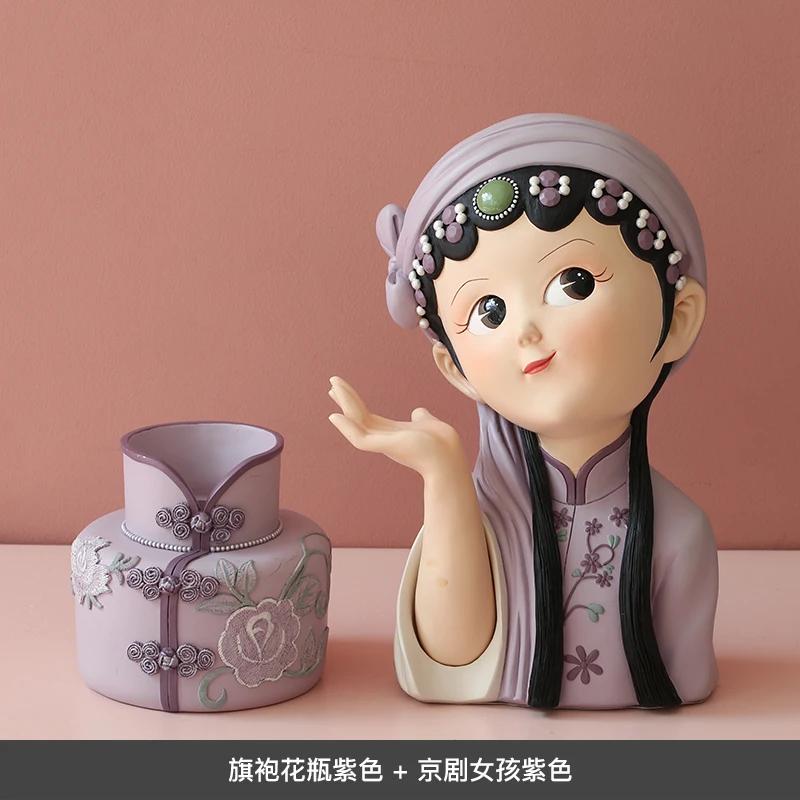 

Легкая роскошная ваза ципао, китайский антикварный орнамент, высококачественная гостиная, телевизор, винный шкаф, украшение для дома