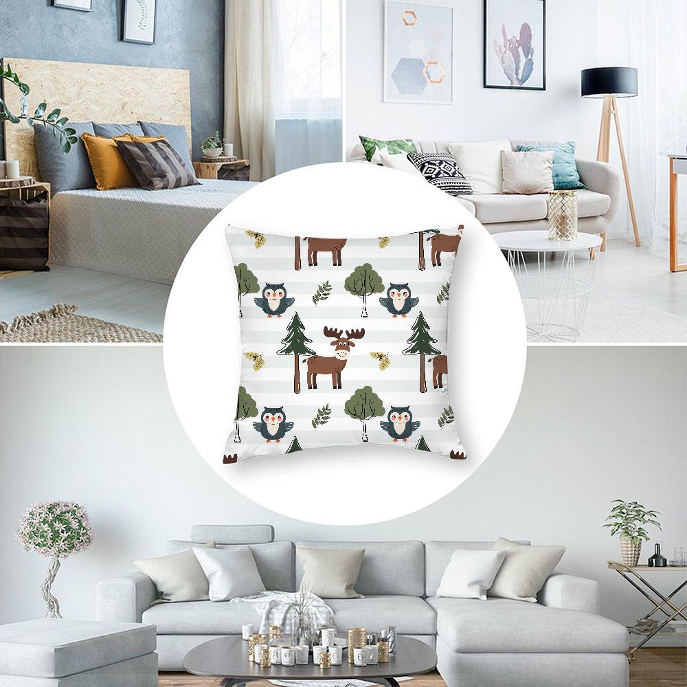 Forest Animals Printed Pillow Case 3D Print Polyester Fiber 40*40 cm Home Sofa Throw Pillow Cover Decoration Festival Gift