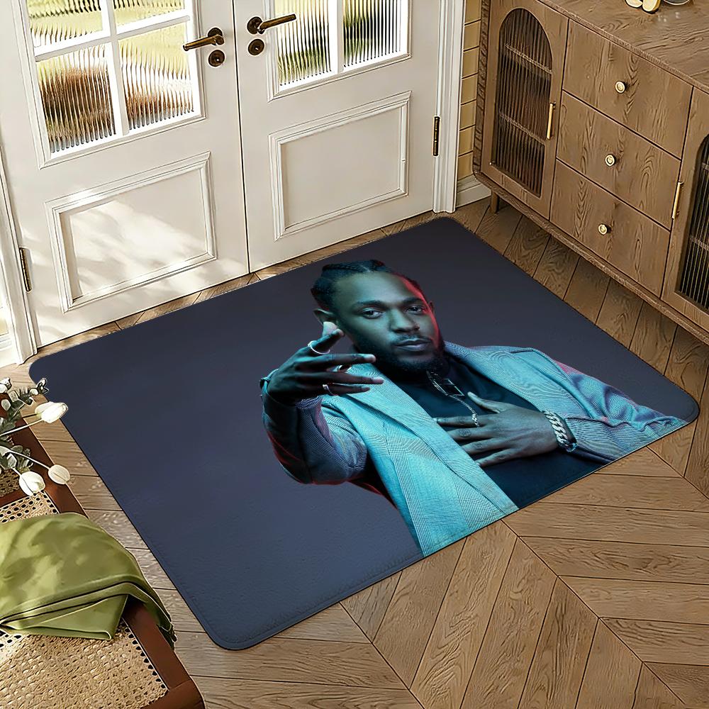 Rapper K-Kendrick Lamar Floor Mat Soft Thickened Absorbent Non-Slip Bedroom Living Room Door Mat Home Decor Flannel Rugs