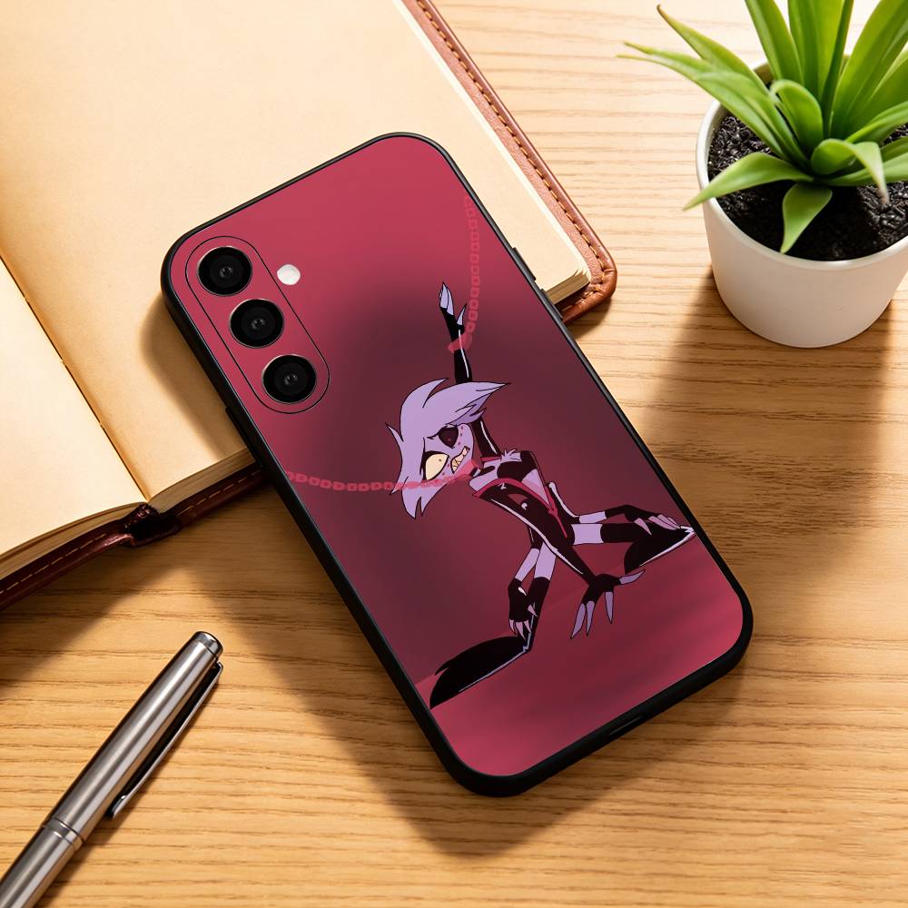 H-hazbin Hotel Angel Dust Phone Case Black Silicone Soft For Samsung Galaxy A73,A72,A71,A70,A53,A52,A51