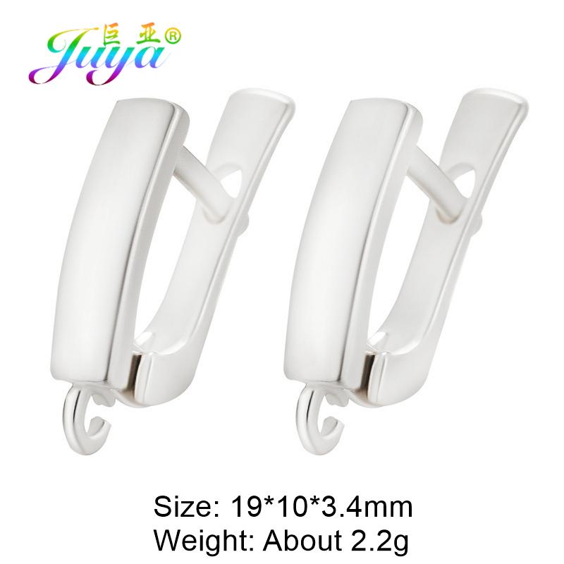 Juya Women Earrings Accessories 4 8Pcs/Lot Gold Silver Plated Shvenzy Ear Wire Fixture Fastener Bale DIY Earring Hooks Clasp