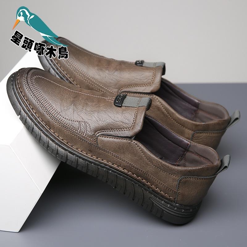 New Men's Shoes 2025 Summer Hollow Breathable Hole Shoes Men's Casual Leather Shoes Driving Leather Shoes
