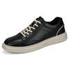 Spring 2024 Trendy Men's Breathable Leather Board Shoes - Comfortable, Hollow Design for Work and Casual Wear in White.
