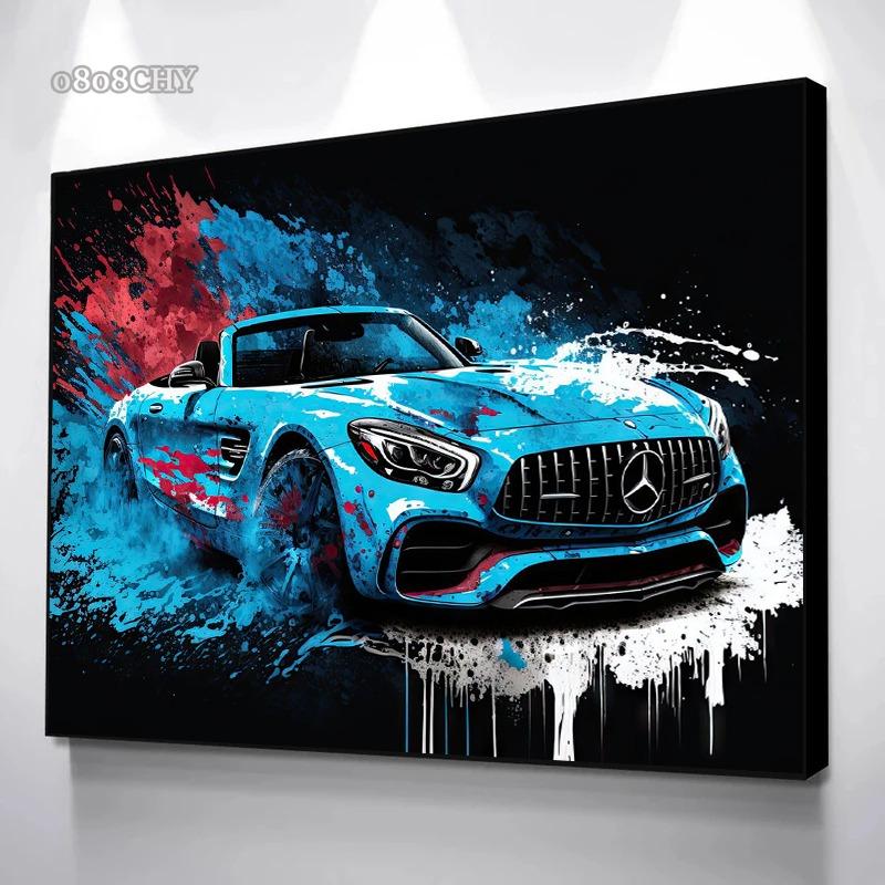 Abstract Colorful Art Vehicles Canvas Painting Cool Car Graffiti Posters and Prints Wall Art Pictures for Living Room Home Decor