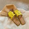 Comfortable shoes Hollow square head soft sole Versatile word beach outside slippers