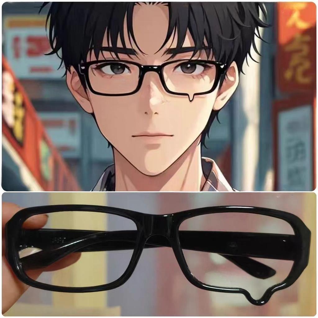 New Black Anime Teardrop Eyeglasses Frame Super Cute Concave Shape Creative Cos Camera Glasses for Animation Fans