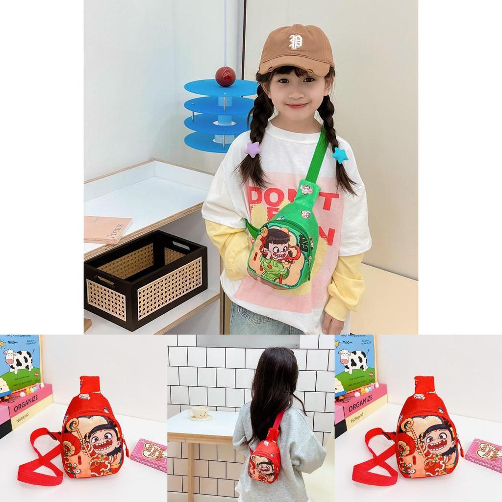 Ne Zha Ao Bing Print Kids Chest Bag With Polyester Fabric And Breathable Design For Preschool Children