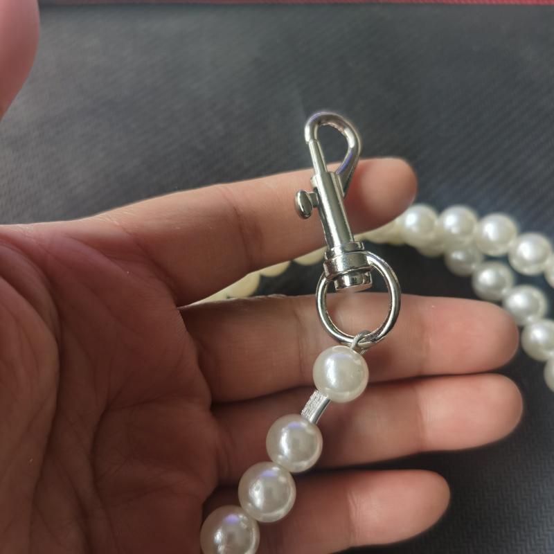 120cm Pearl Leash for Puppy Harness Collar Dog Lead for Walking Outdoor Steel Wire Chain for Dogs Less 7kg Customized Pet Gift