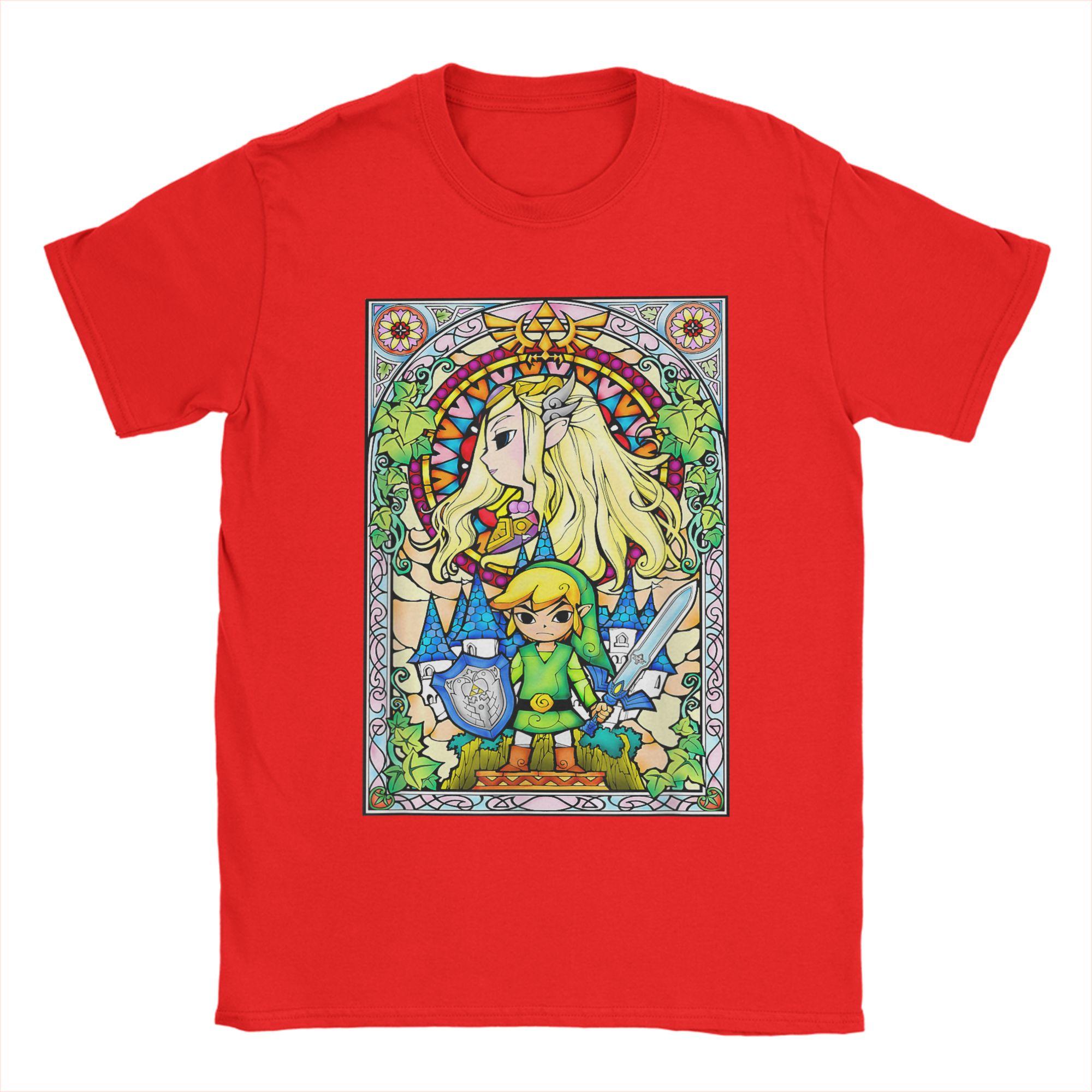 

Zeldas Wind Waker Stained Glass T Shirt for Unisex 100 Cotton Funny TShirt Round Collar Tee Shirt Short Sleeve Tops Classic S
