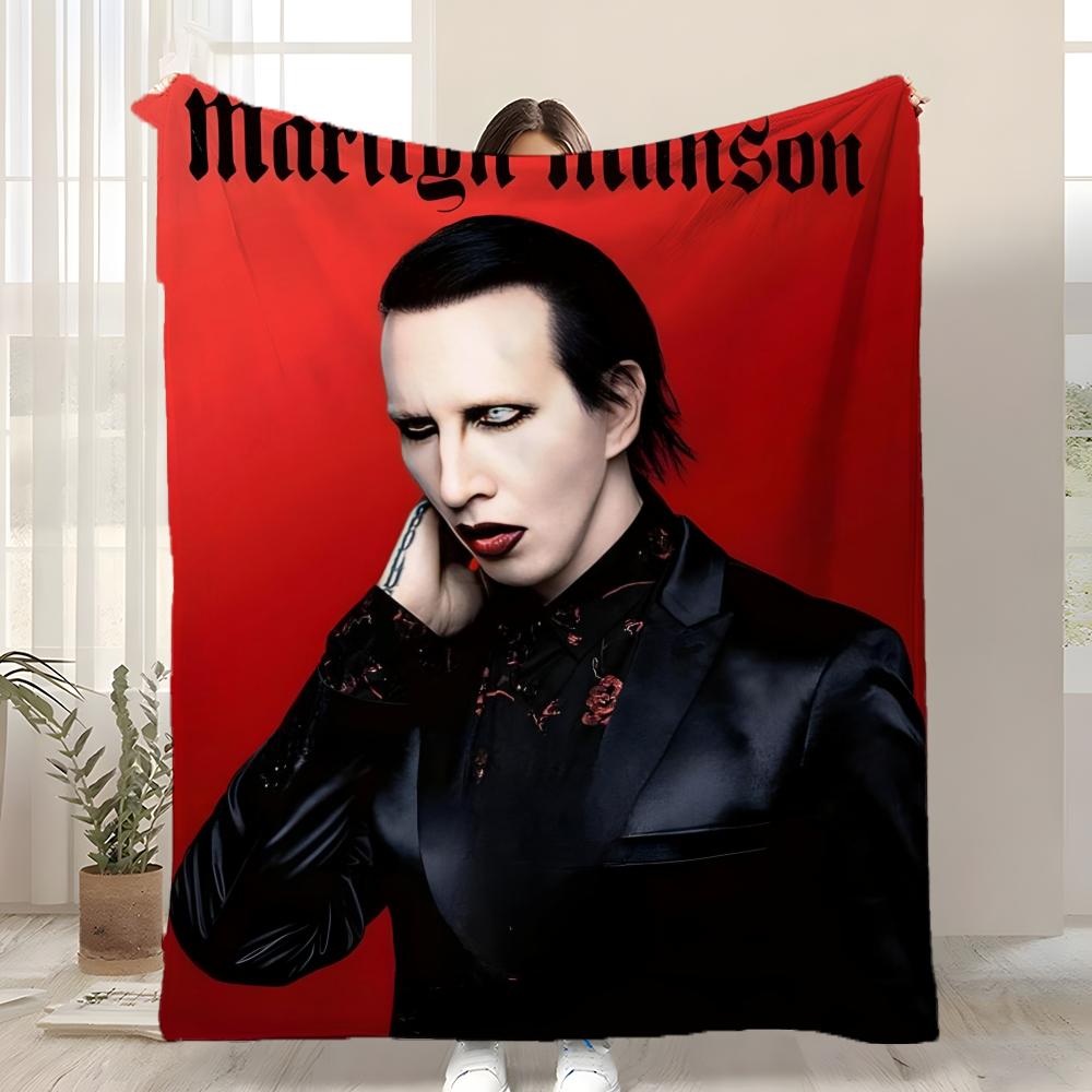 Singer Marilyn Manson Throw Kid-Friendly Flannel Throw Blanket Soft Warm Anti-Static Washable All Season 75x90cm