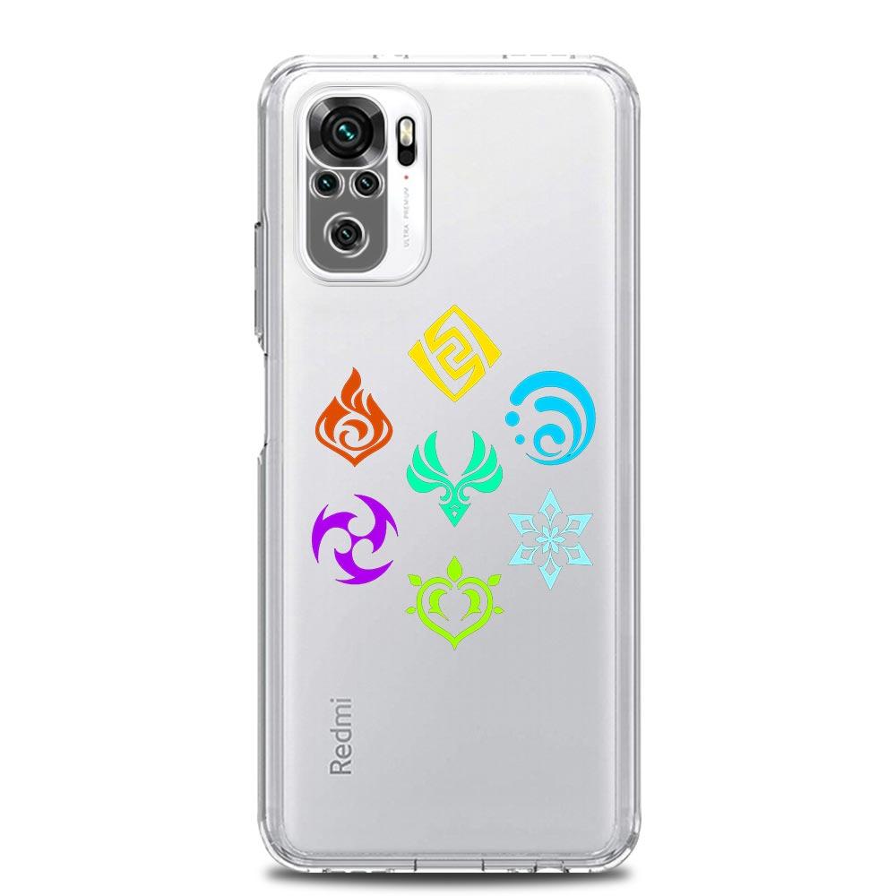 Süße Genshin Impact Logo Handyhülle für Xiaomi Redmi Note 11 9S 9 8 10 Pro 7 8T 9C 9A 8A K40 Pro 11T 5G Silikon Clear Cover