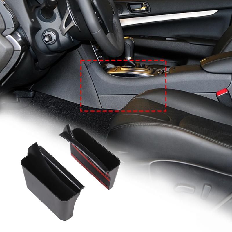 For Infiniti G25 G37 2009-2013 ABS Black Car Gear Shift Panel Side Storage Box Container Organizer Tray Interior Car Accessories
