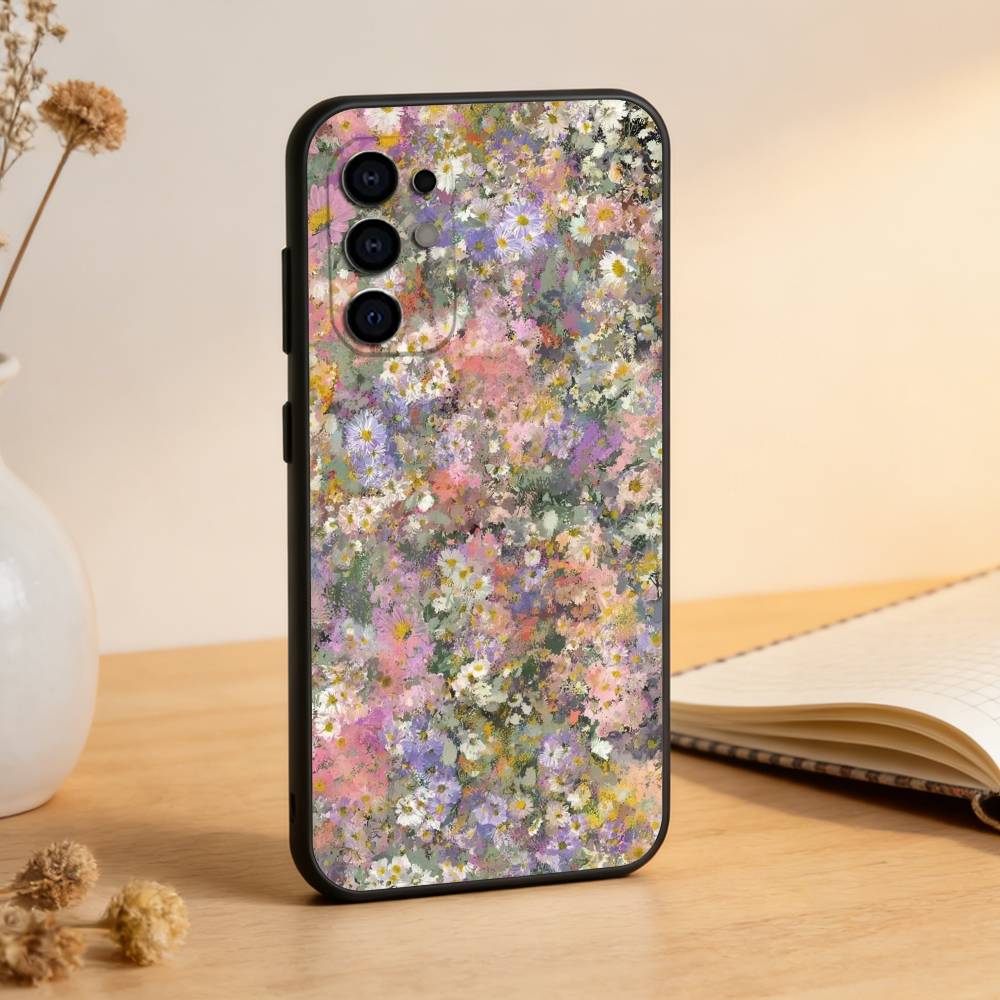 Oil Painting Flowers Series Phone Case For Samsung S25,S24,S21,S22,S23,S30,Ultra,S20,Plus,Fe,Soft Silicone Black Cover