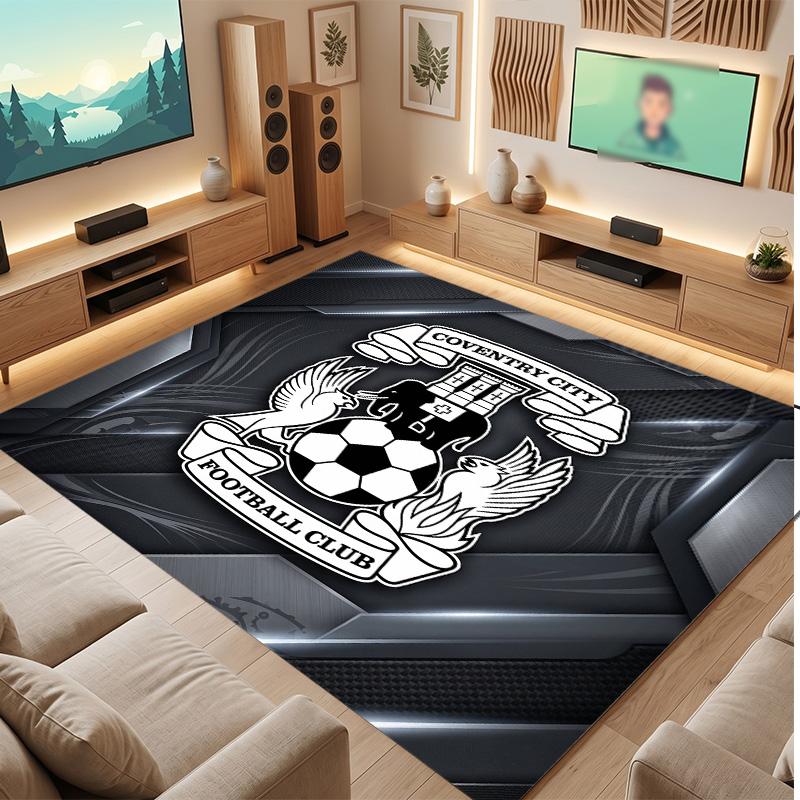 Tappeto in Velluto di Cristallo con Stampa del Coventry City Football, Comodo Assorbente d'Acqua Antiscivolo Tappeto per Pavimenti Interni