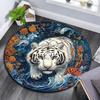 Tiger in Waves Round Area Rug,Carpet Rug for Living Room Bedroom Sofa Playroom Decor,Non-slip Floor Mat