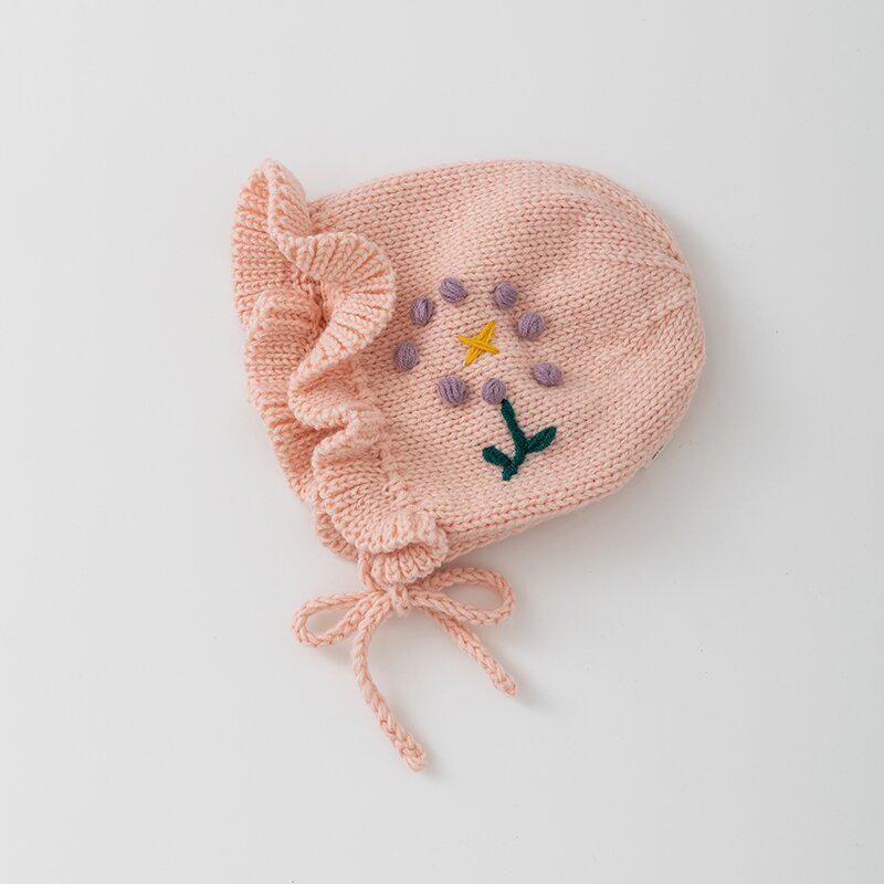 Korean-Style Hand-Knitted Wool Hat for Newborns – Warm, Windproof, and Ear-Protective for Boys and Girls.