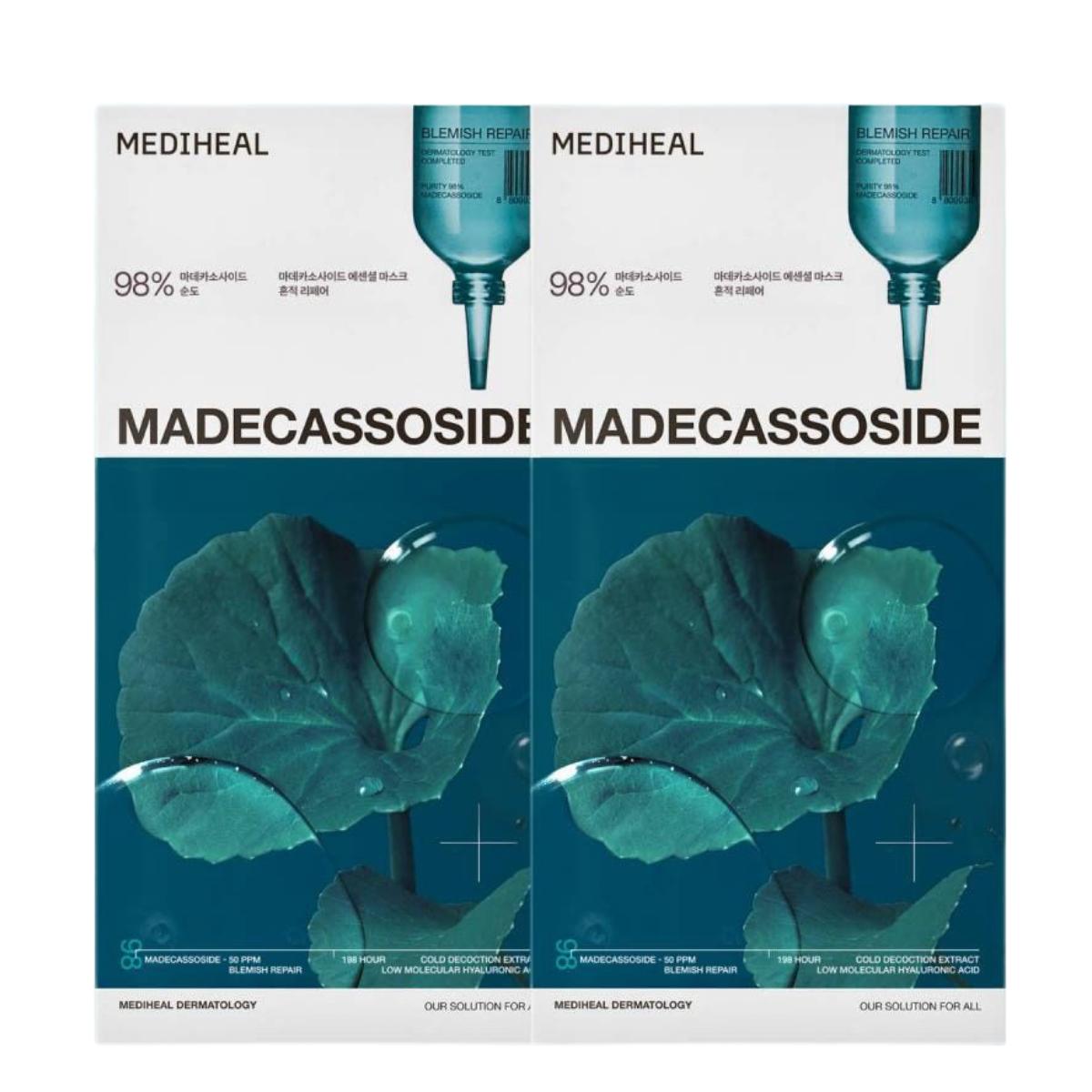 Mediheal Madecassoside Essential Mask Sheet Skin-Smoothing Blemish Care Sheet Mask 20 Sheets (10 Sheets x 2 Pack)