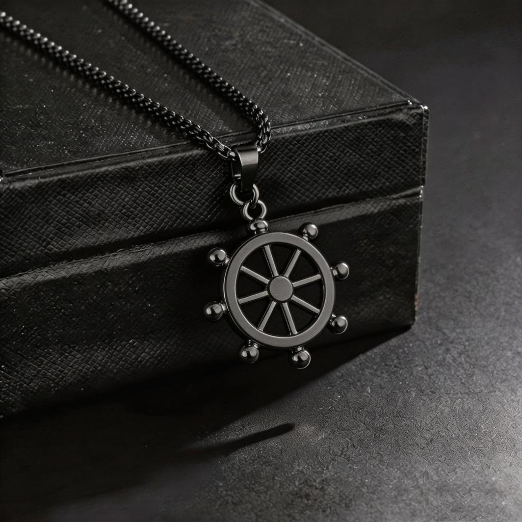 Unisex Trendy Ship Wheel & Anchor Necklace - High-End, Simple, Niche Design for Fashion-Forward Style