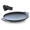 JHQ Braaa Oval Griddle Pot Lid Authentic Product Shallow Iron Outdoor Oval Round Iron Frying Cast Iron IH Direct Flame Griddle Pan × & - - Type, Lid,