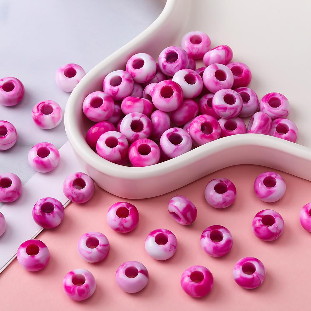 20pcs Acrylic Mixed Color Big Holes Beads Round Spacer Loose Beads for DIY Necklace Bracelet Earring Jewelry Making Accessories